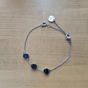 silver adjustable circle beaded bracelet 6.5 inches